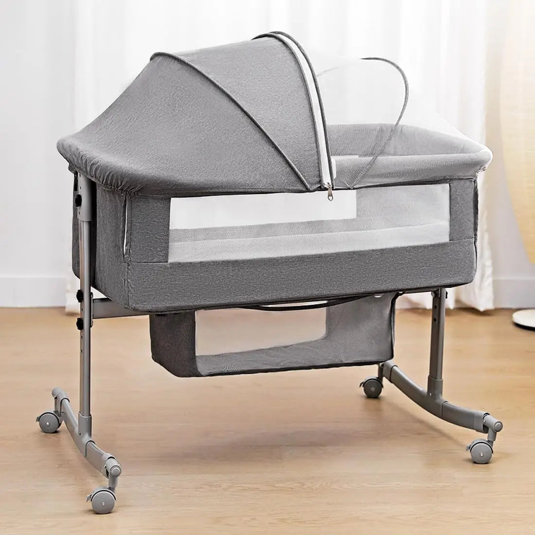 3-in-1 baby bed, portable crib, baby playpen, 0–3 years, multifunctional, foldable and adjustable, with a mosquito net and castors