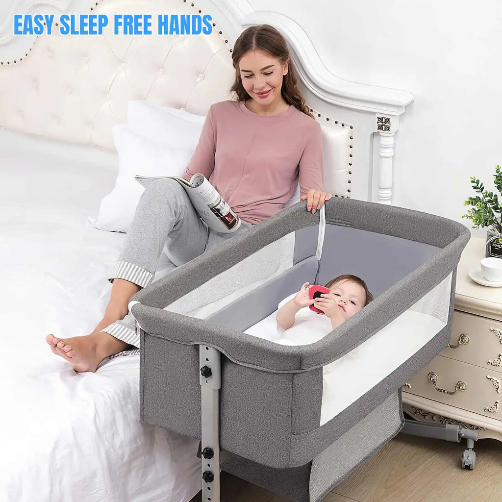 3-in-1 baby bed, portable crib, baby playpen, 0–3 years, multifunctional, foldable and adjustable, with a mosquito net and castors