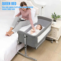 3-in-1 baby bed, portable crib, baby playpen, 0–3 years, multifunctional, foldable and adjustable, with a mosquito net and castors