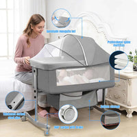 3-in-1 baby bed, portable crib, baby playpen, 0–3 years, multifunctional, foldable and adjustable, with a mosquito net and castors