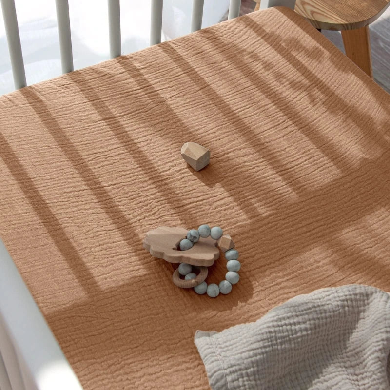 Drap-housse en mousseline de coton doux menthe douce