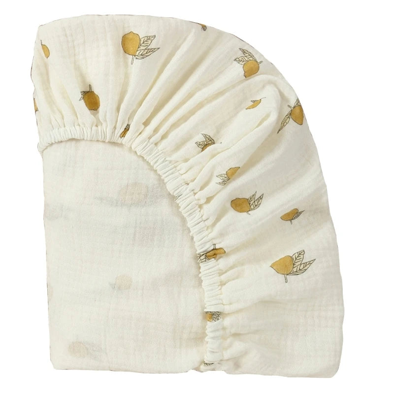 Drap-housse en mousseline de coton doux Sauge Délicate