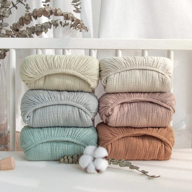 Drap-housse en mousseline de coton doux menthe douce