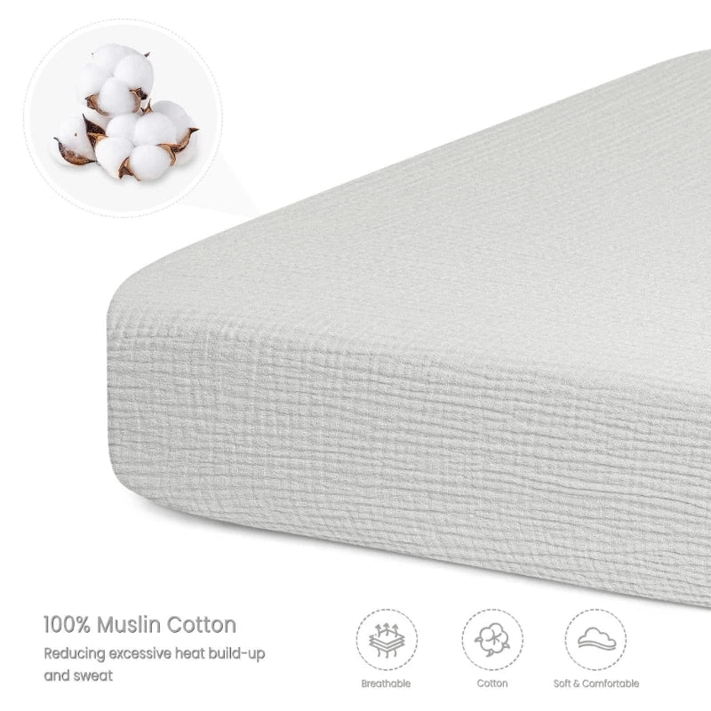 Drap-housse en mousseline de coton doux menthe douce