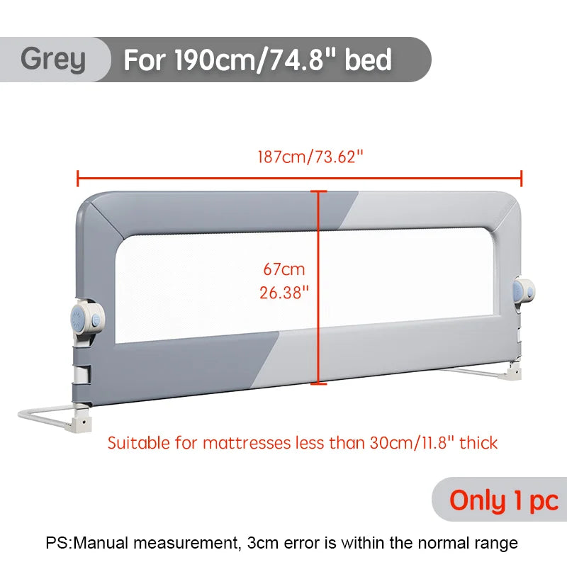 PANGDUBE 1 PCs Baby Crib Safety Bar Screw Installation Toddler Safety Barrier Foldable/Foldable Cover Side Fall Safety Bar For Baby Adjustable Height 1 ~ 30 cm