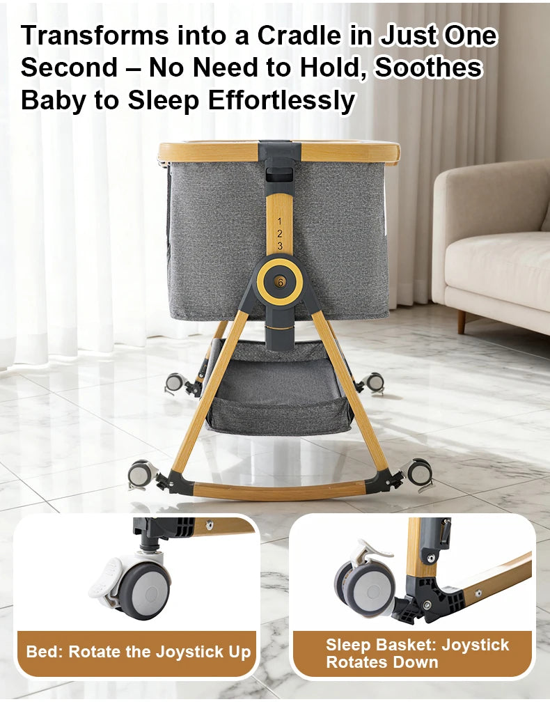 baby bed gold gray
