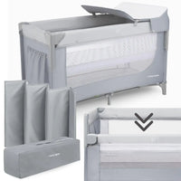 Moby-System 3-in-1 Closely Side-Sleeping Crib with Changing Table, Mattress, and Travel Bag for Babies, Playpen for Ages 0–3
