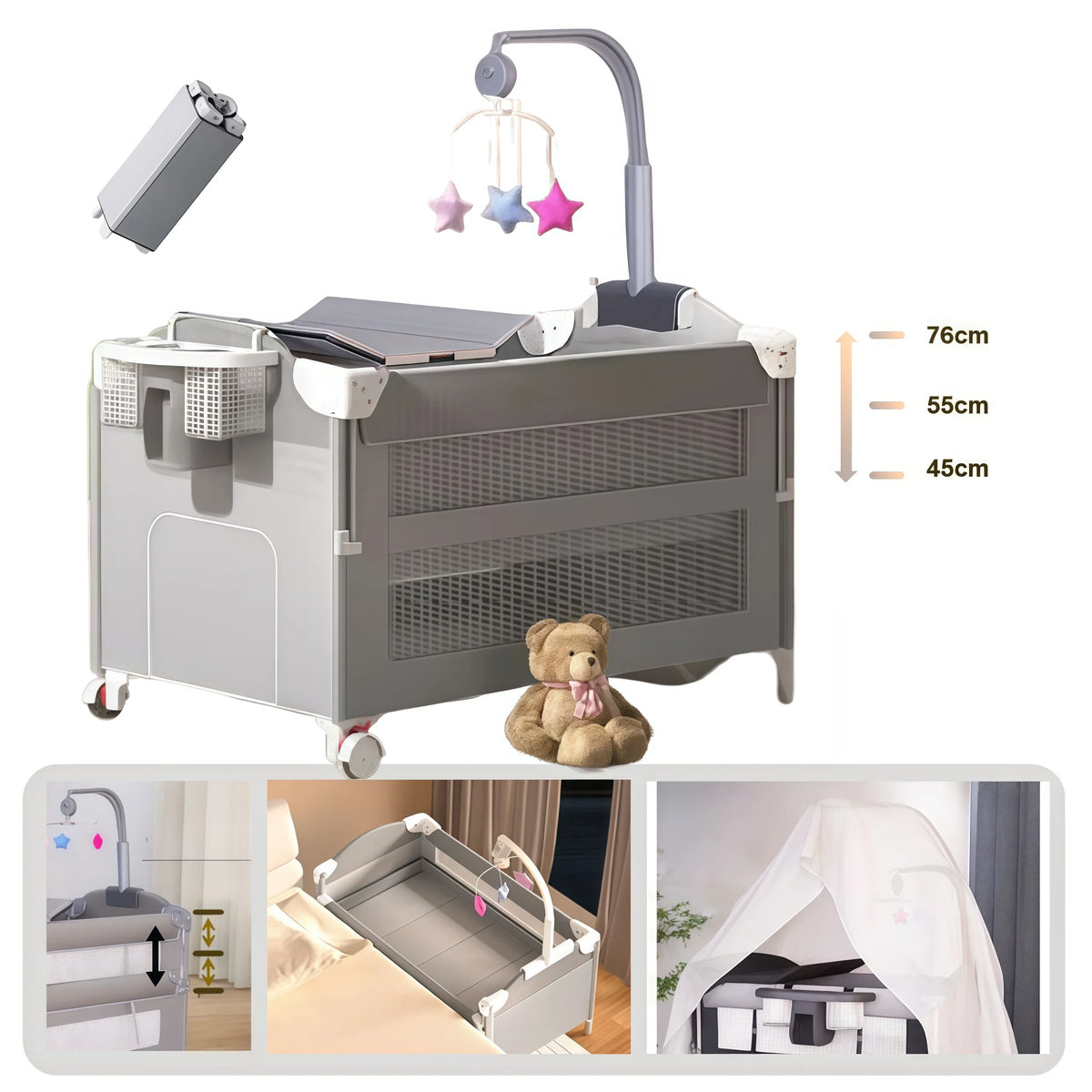 Baby bed Portable baby crib Cradle Cribs Bassinet for Baby Portable Travel Bed Convertible Baby Crib newborn bedside sleeper (Copie)