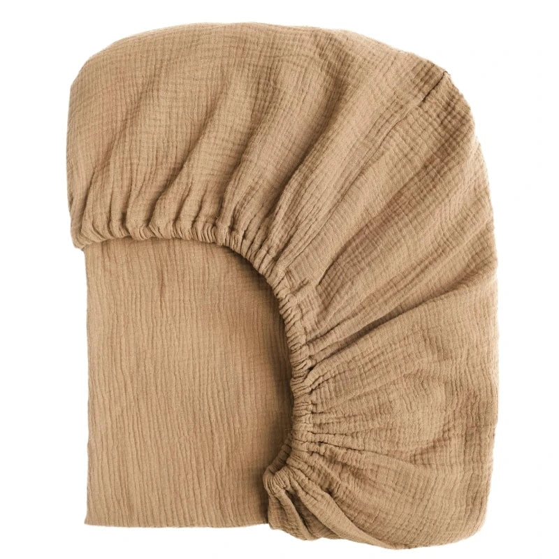 Drap-housse en gaze de coton doux bleu celeste