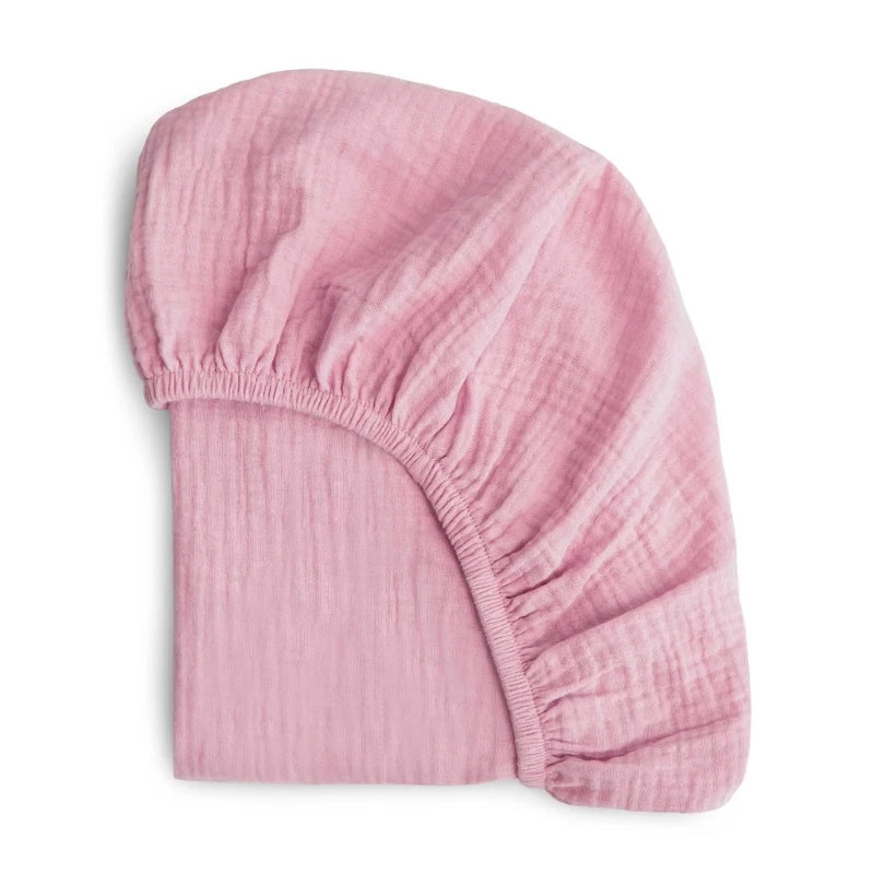 Drap-housse en mousseline de coton doux Sauge Délicate