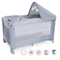 Moby-System Tourist Crib Majesty 2 Levels with Prewind Visor Baby Mattress Happy Traveller Basic Plus