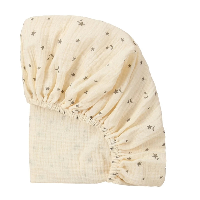 Drap-housse en mousseline de coton doux Sauge Délicate