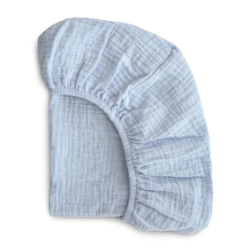 Drap-housse en mousseline de coton doux Sauge Délicate