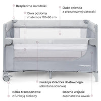Moby-System 3-in-1 Closely Side-Sleeping Crib with Changing Table, Mattress, and Travel Bag for Babies, Playpen for Ages 0–3