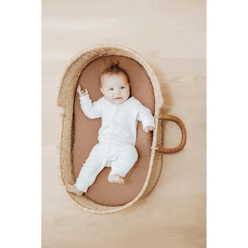Drap-housse en mousseline de coton doux menthe douce
