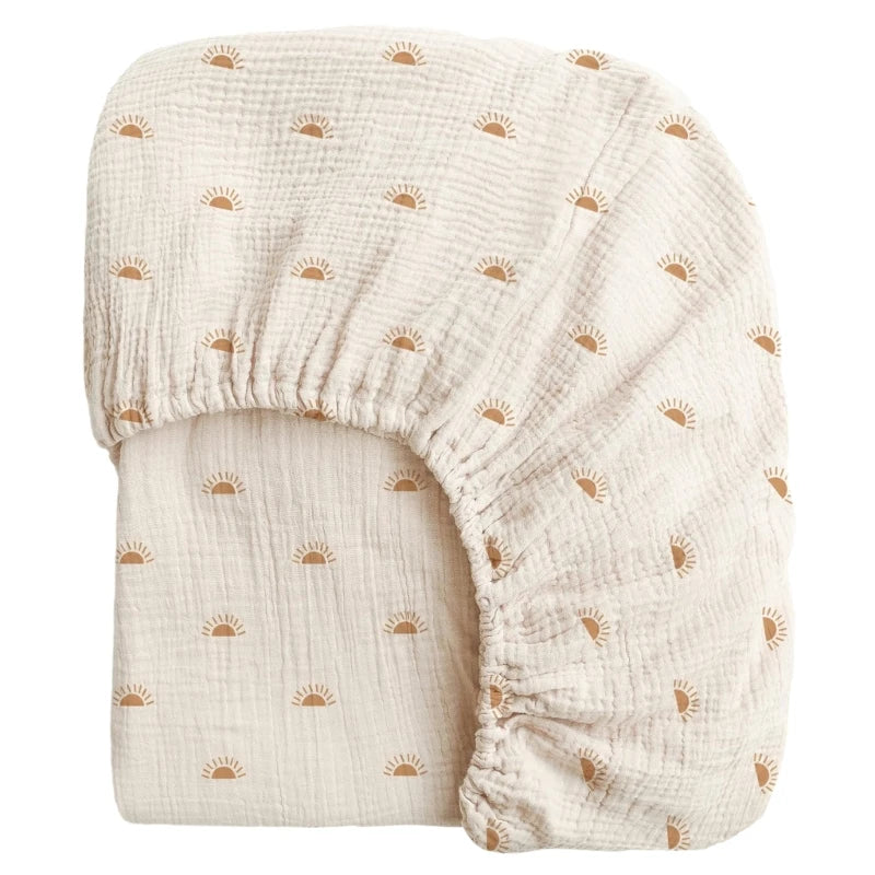 Drap-housse en gaze de coton doux bleu celeste
