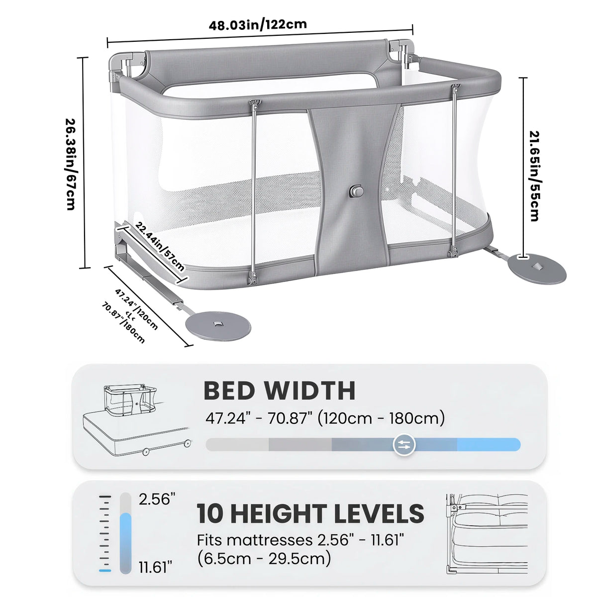 Baby bassinets bedside sleeper, co sleeping bed for baby, for co sleeper for baby in bed, Portable Crib, breathable and visible mesh window