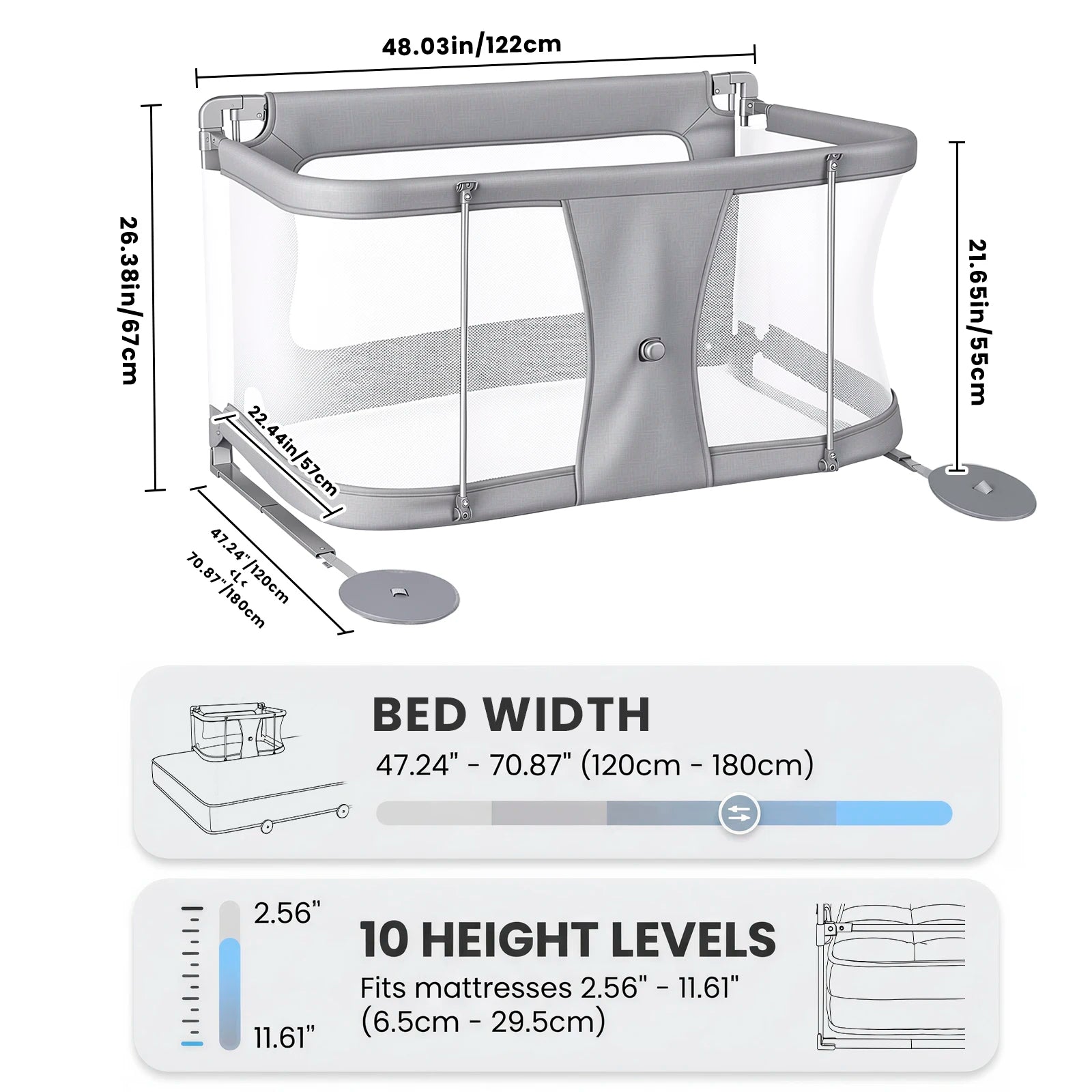 Baby bassinets bedside sleeper, co sleeping bed for baby, for co sleeper for baby in bed, Portable Crib, breathable and visible mesh window