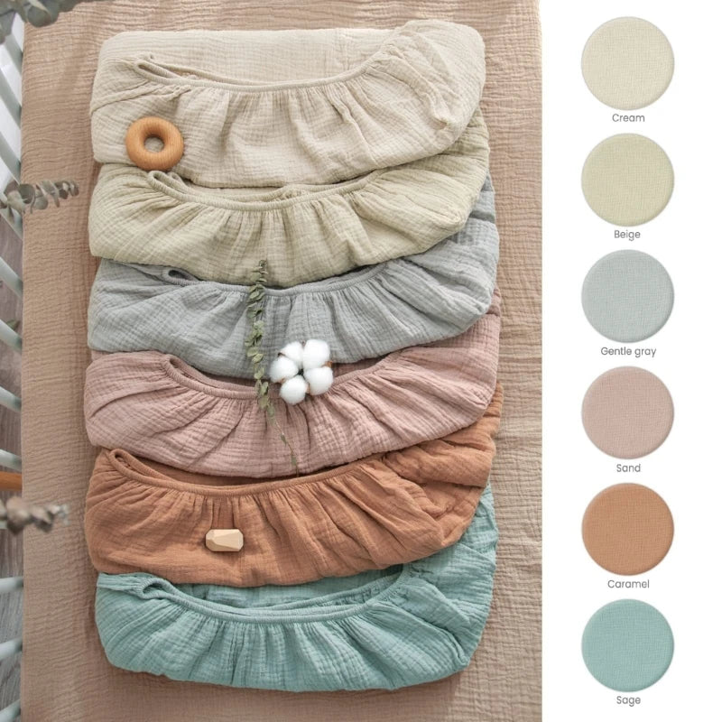 Drap-housse en mousseline de coton doux menthe douce