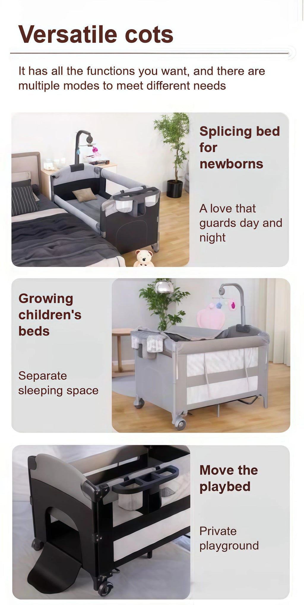 Baby bed Portable baby crib Cradle Cribs Bassinet for Baby Portable Travel Bed Convertible Baby Crib newborn bedside sleeper (Copie)
