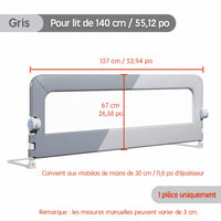 Barrière de lit bébé pliable - hauteur de protection
