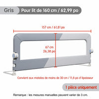 Barrière de lit bébé pliable - mode plié pour rangement