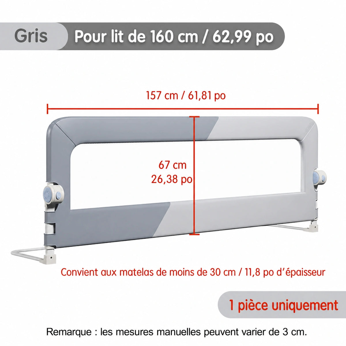 Barrière de lit bébé pliable - mode plié pour rangement