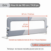 Barrière de lit bébé pliable - vue d'ensemble sur le lit familial