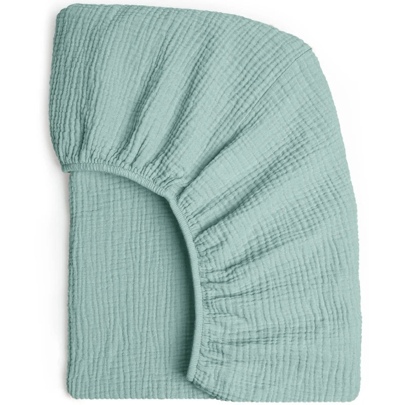 Drap-housse en mousseline de coton vert menthe uni