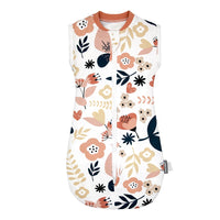 Gigoteuse été bébé motif fleurs orange, jaune moutarde et bleu marine - vue principale